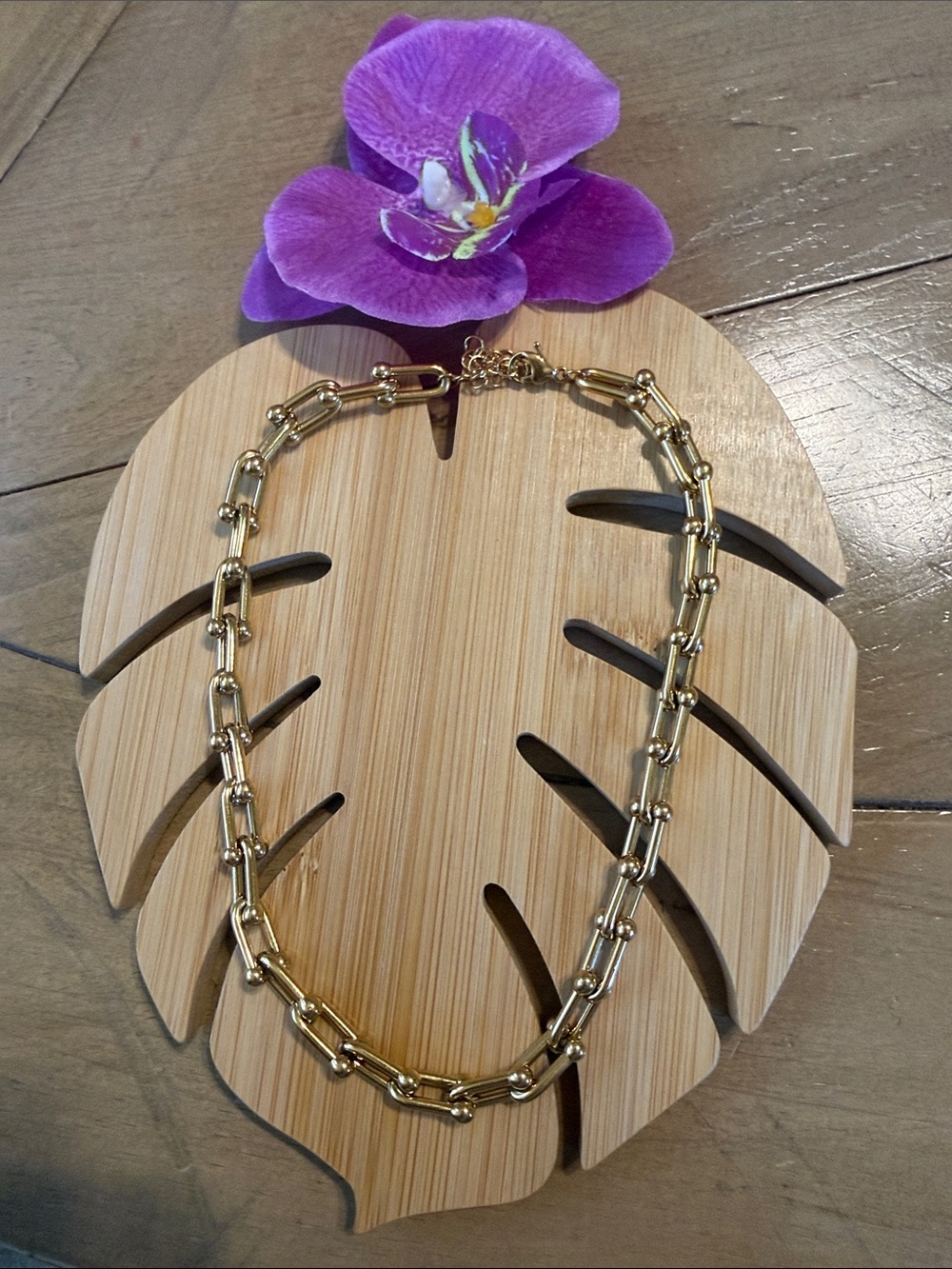 Gold tone Hardware Chain Necklace - Women Jewelry